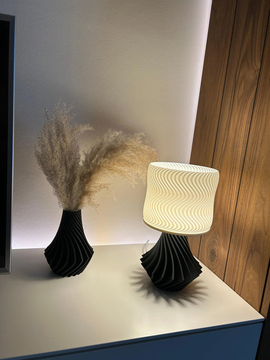 🖤 Lampe Abat-Jour Design Noir & Blanc – 30 cm